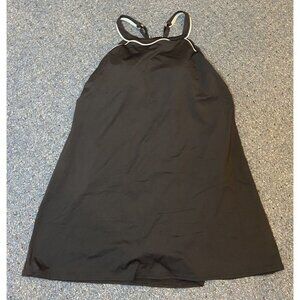 Lands' End Bathing Suit Swim Dress One Piece Black White Size 16